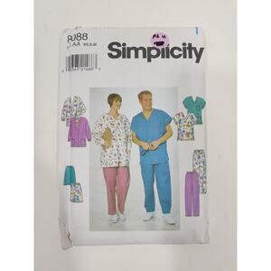 SIMPLICITY 8088 Uncut Scrubs Jacket, Top and Pants Sewing Pattern Size XS, S, M